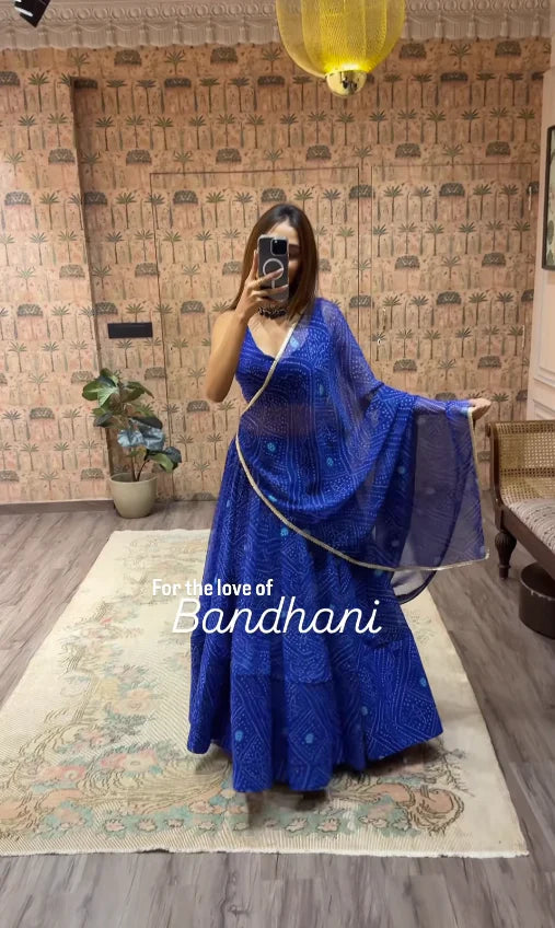 Traditional Bandhani Lehenga Choli Set