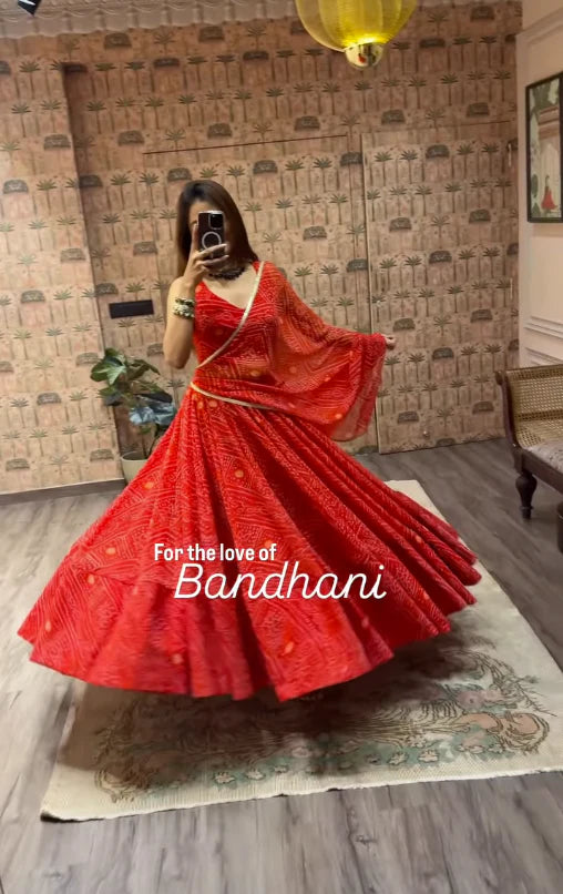 Traditional Bandhani Lehenga Choli Set