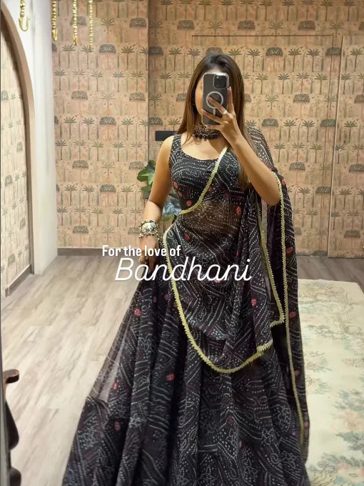 Traditional Bandhani Lehenga Choli Set