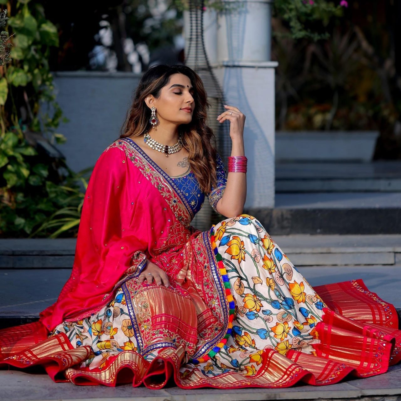 BEAUTIFUL SOFT BUTTER SILK REAL MIRROR WORK LEHENGA CHOLI