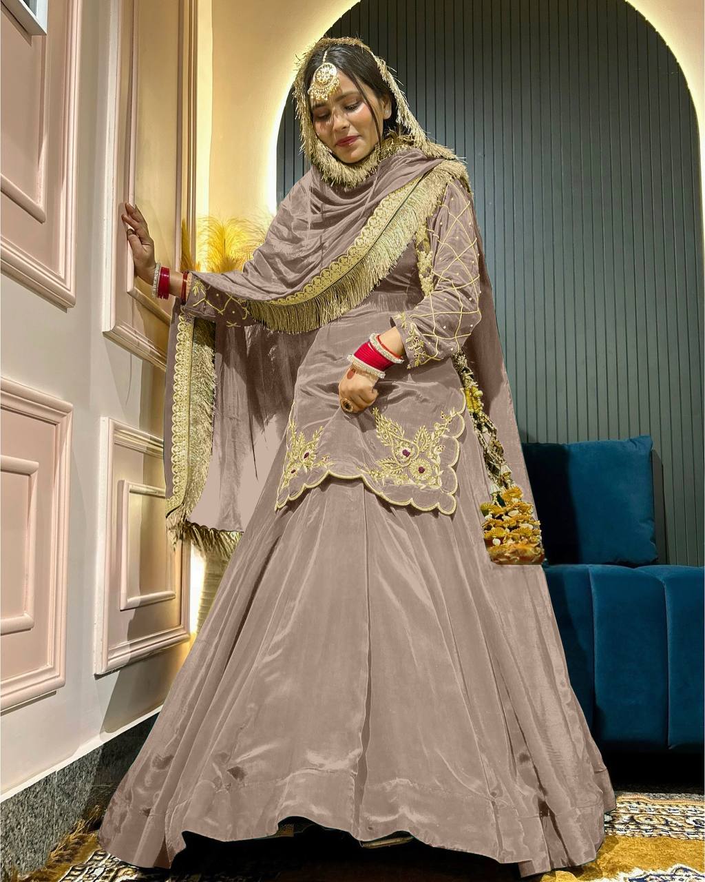 Zarisha Natural Crep Silk Top Lehenga