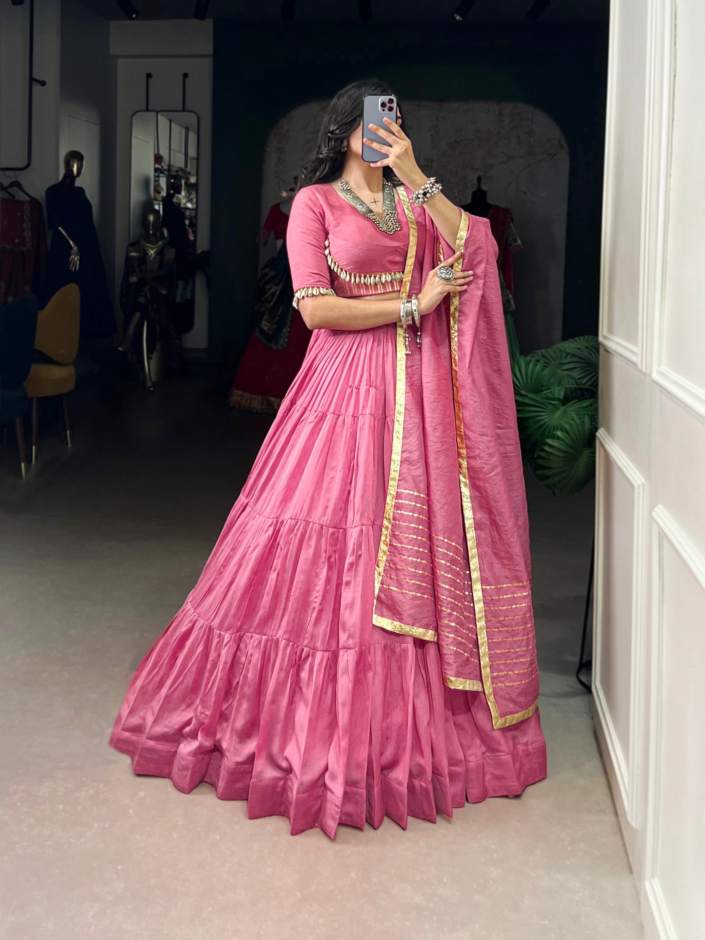 Pretty in Pink whispers culture Pure Chanderi Lehenga Choli