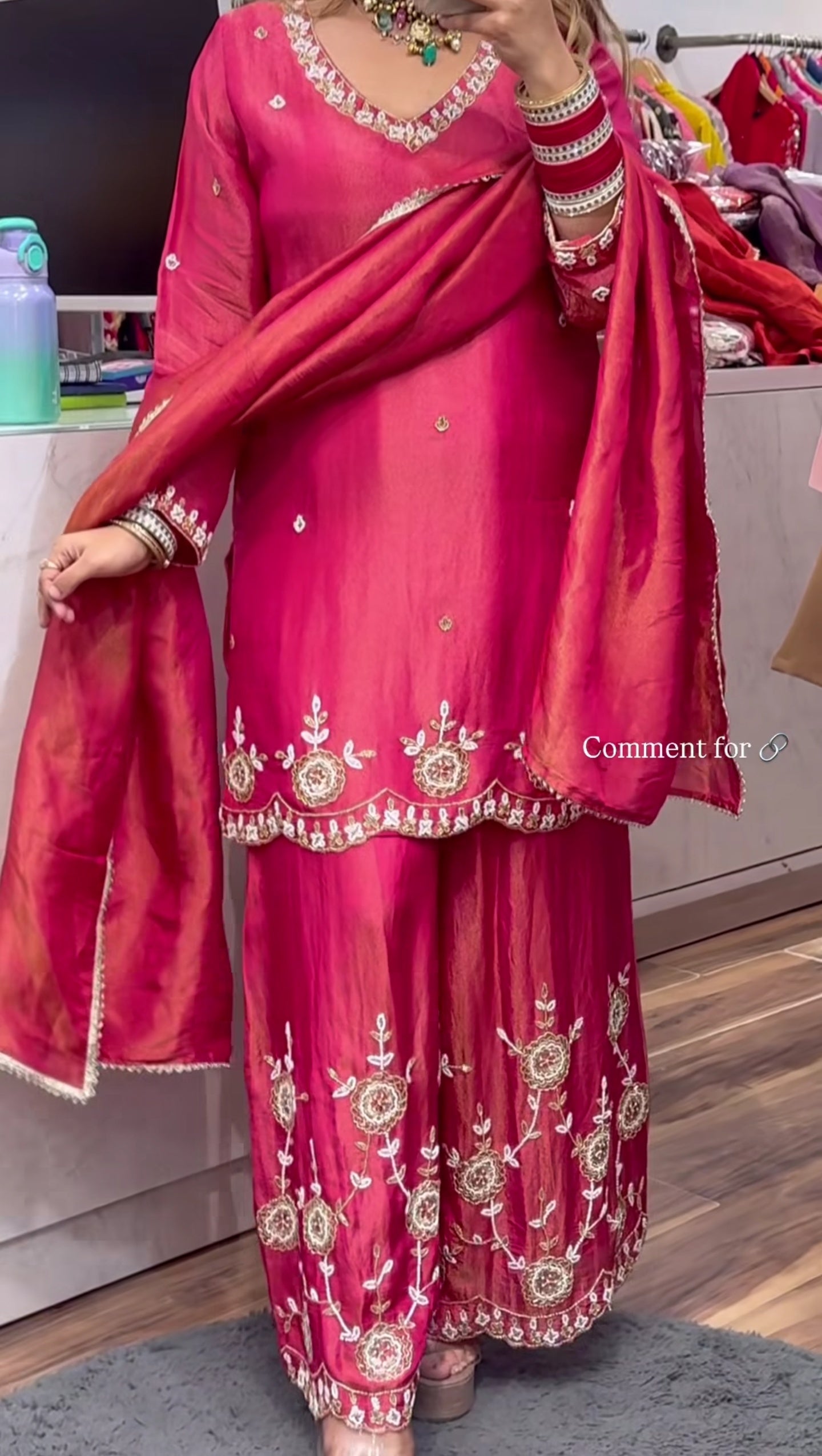 Scarlet Charm Silk Plazo Suit