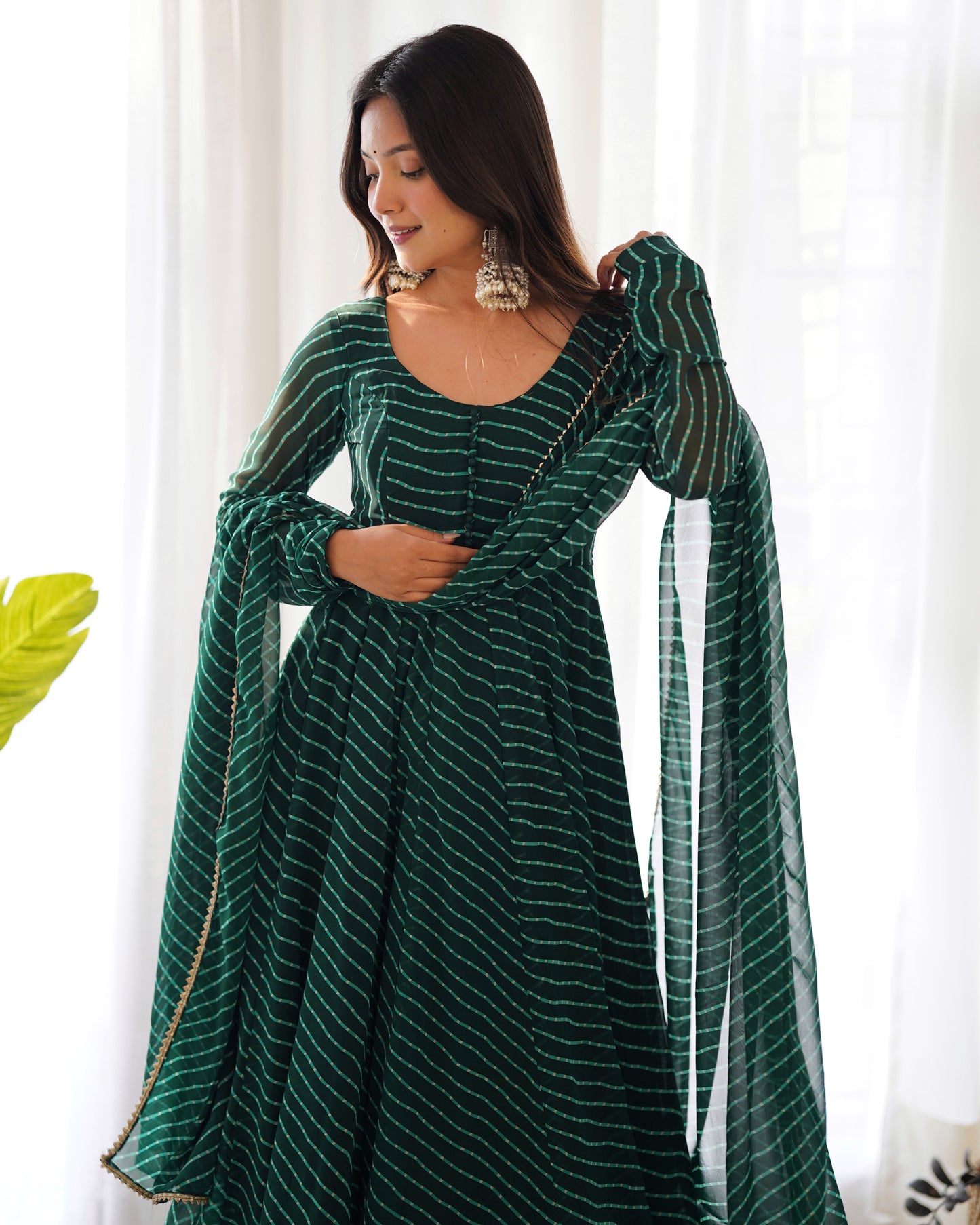 Aanika Fox Georgette Laheriya Print Anarkali