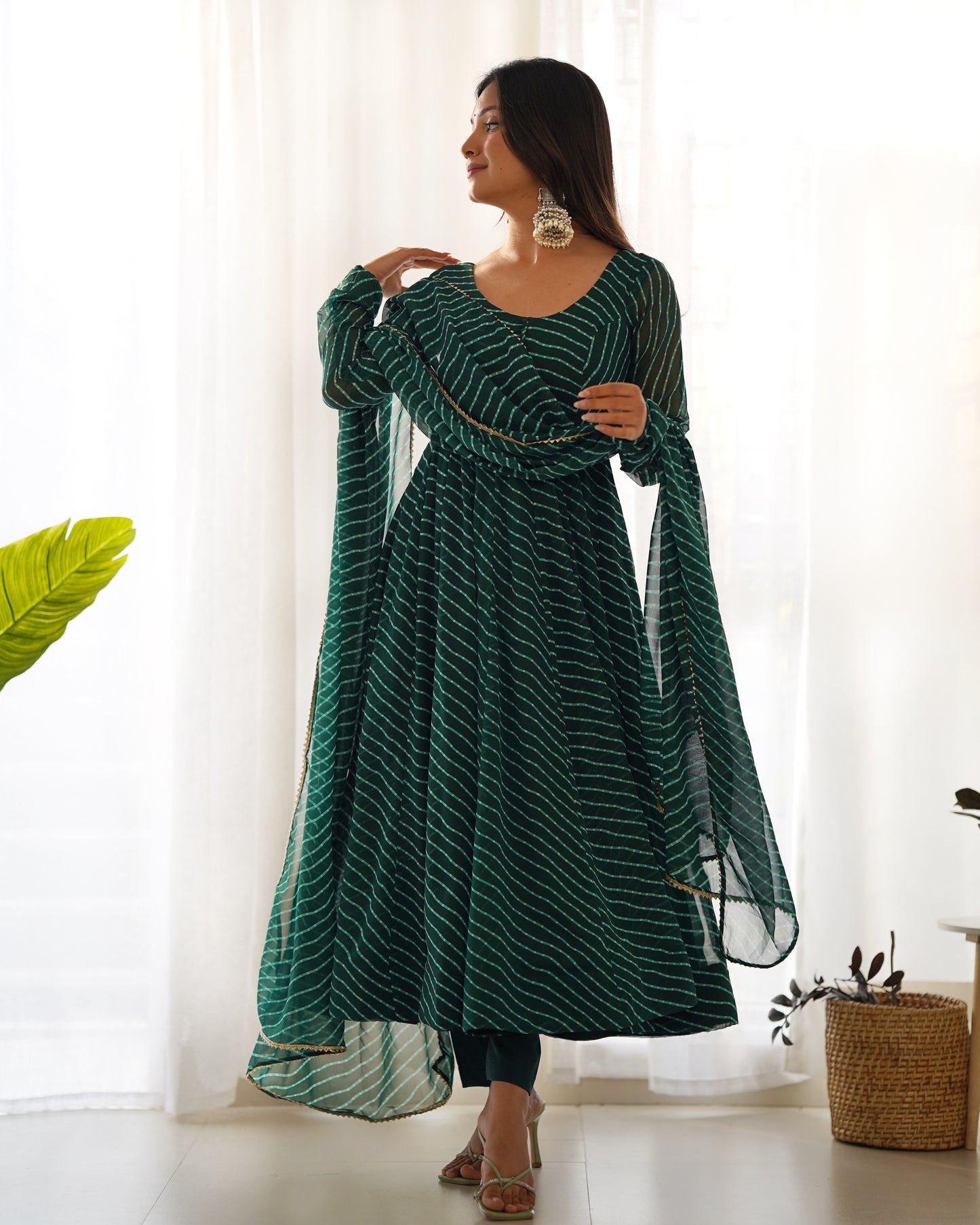 Aanika Fox Georgette Laheriya Print Anarkali