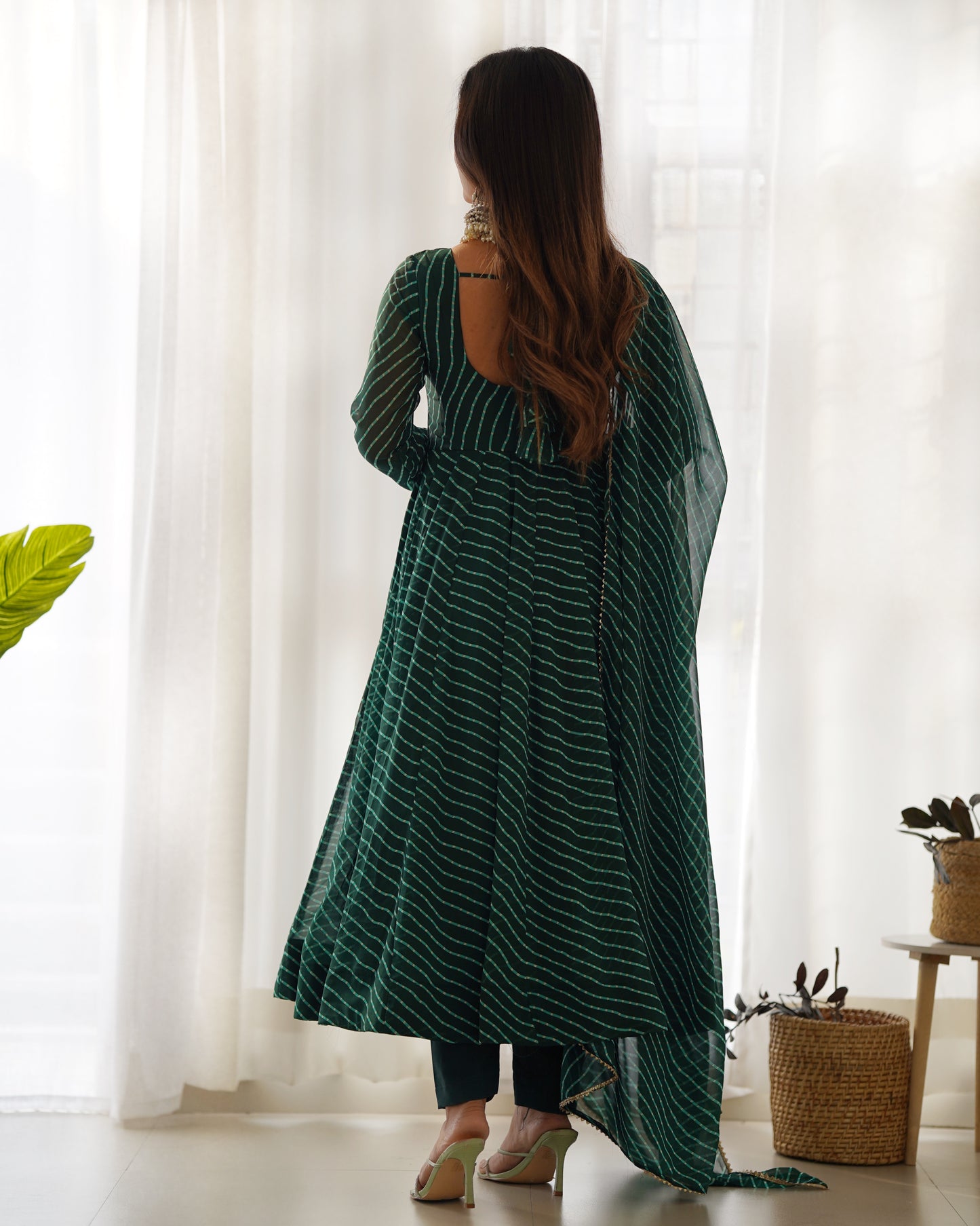 Aanika Fox Georgette Laheriya Print Anarkali
