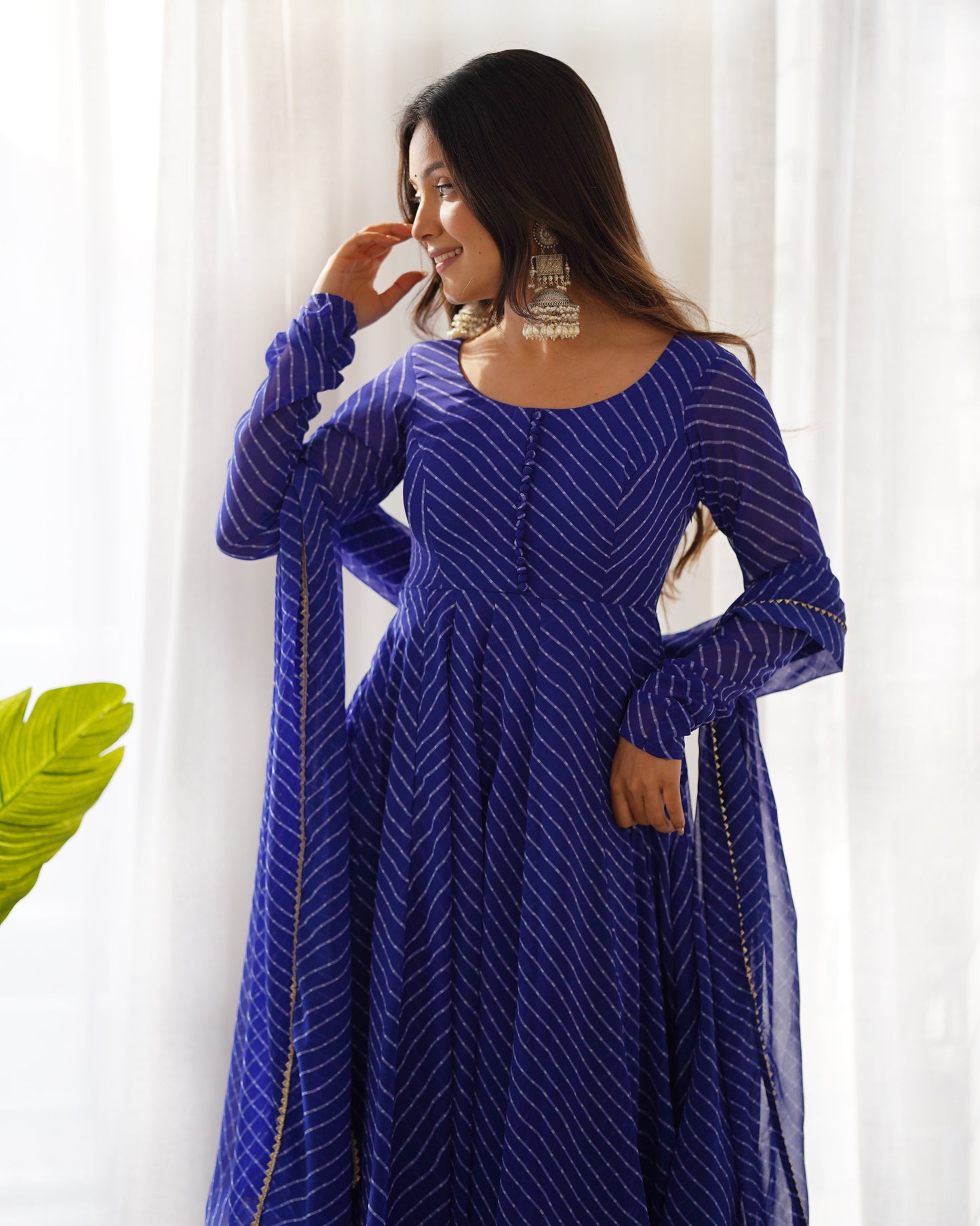 Aanika Fox Georgette Laheriya Print Anarkali