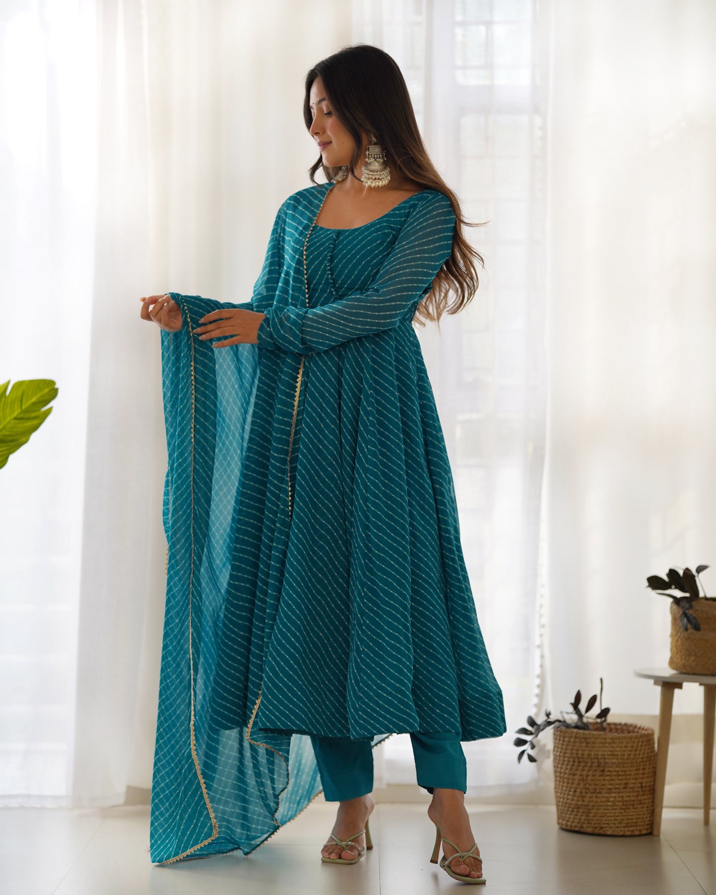 Aanika Fox Georgette Laheriya Print Anarkali