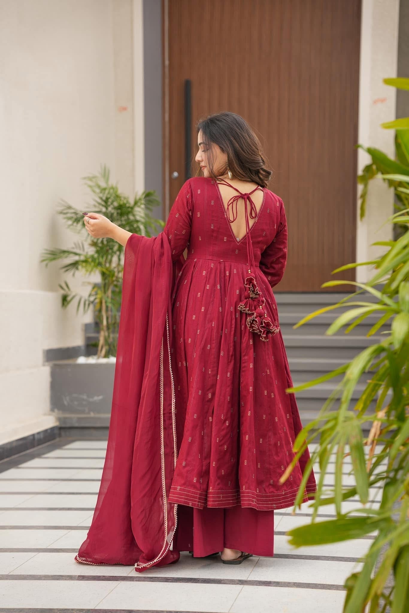 Luxe Cotton Maroon Suit Set