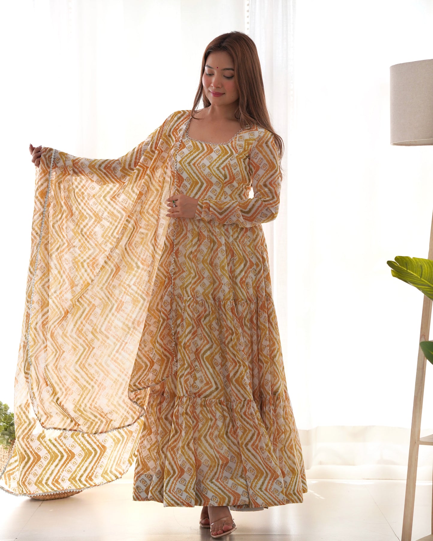 Ethereal Elegance Zigzag Sunburst Anarkali Set