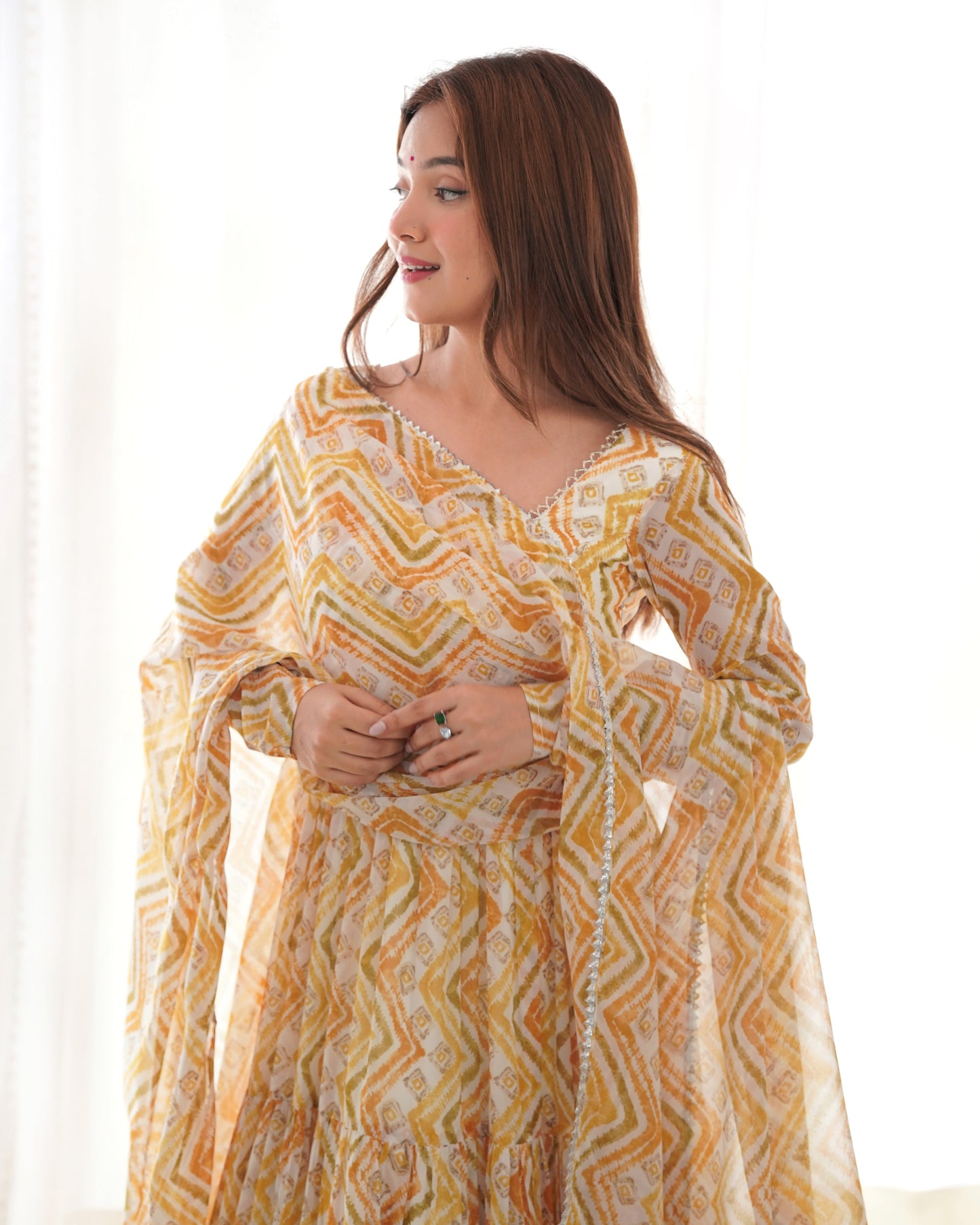 Ethereal Elegance Zigzag Sunburst Anarkali Set