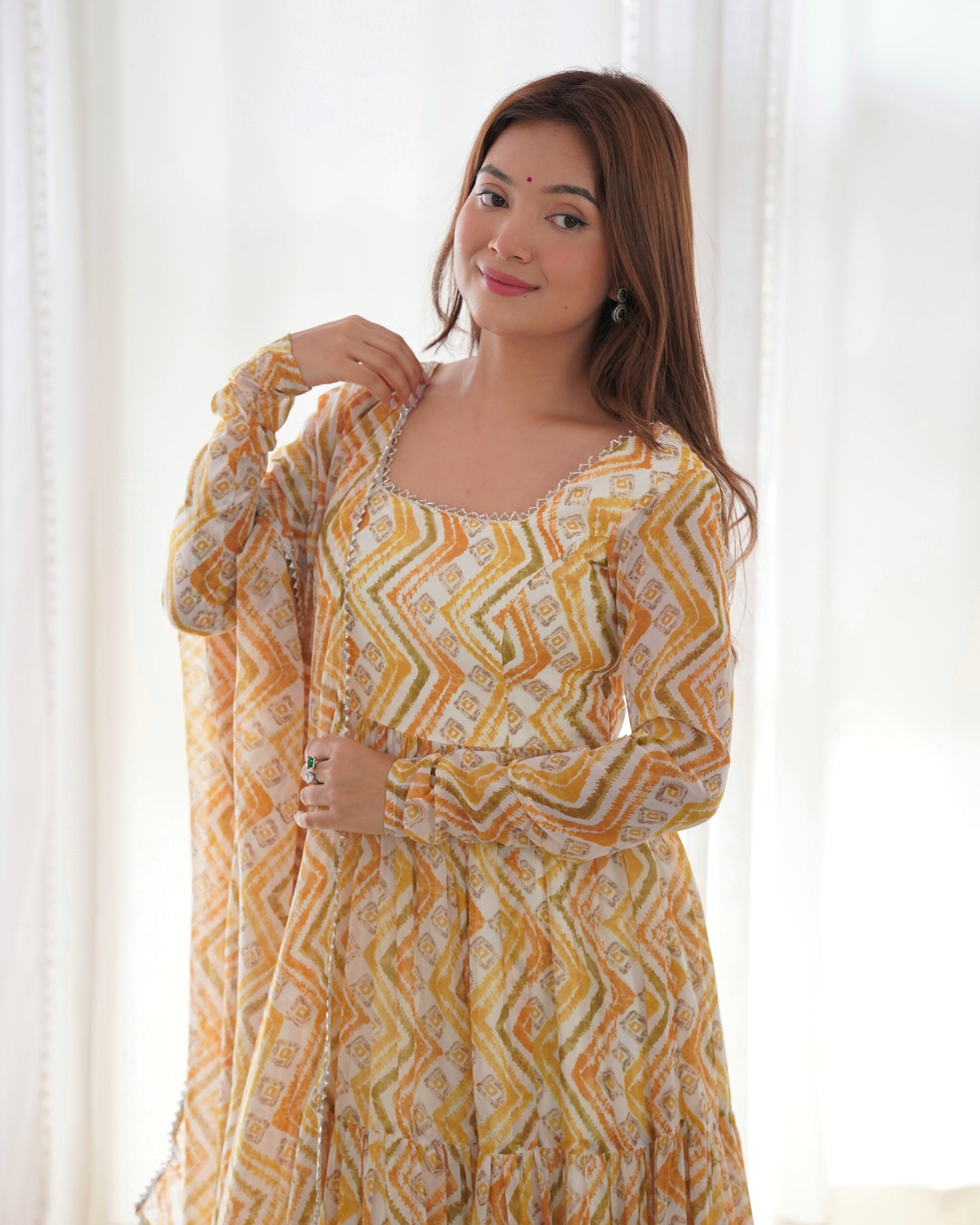 Ethereal Elegance Zigzag Sunburst Anarkali Set