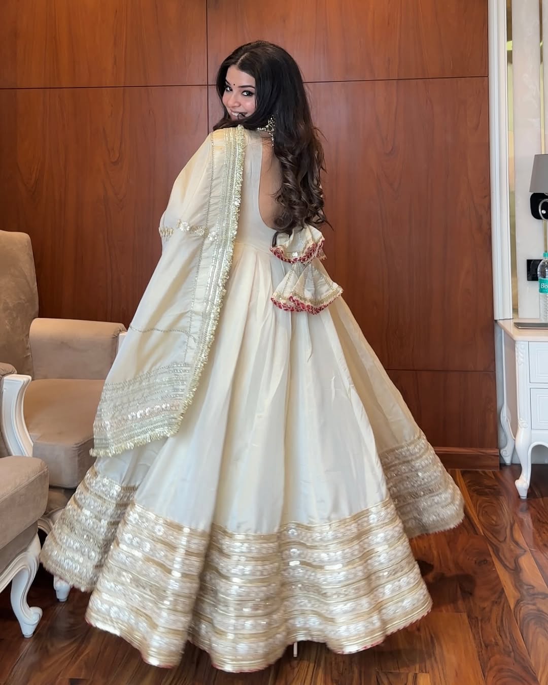 Neha Ivory Embroidered Anarkali Set with Dupatta