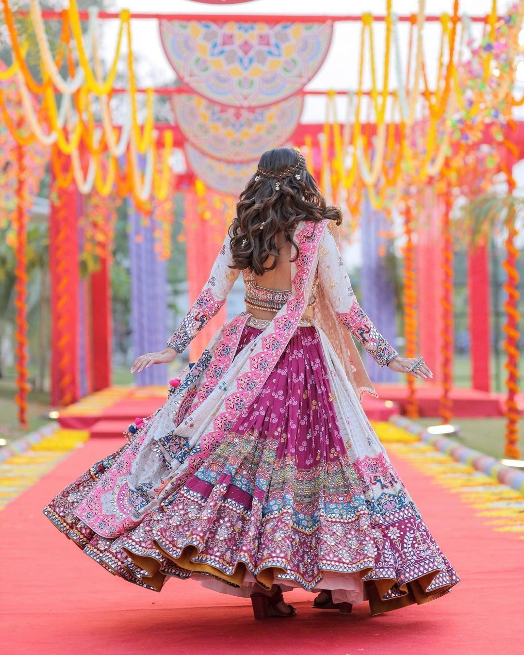 NISHA SOFT BUTTER SILK MIRROR WORK NAVRATRI LEHENGA CHOLI