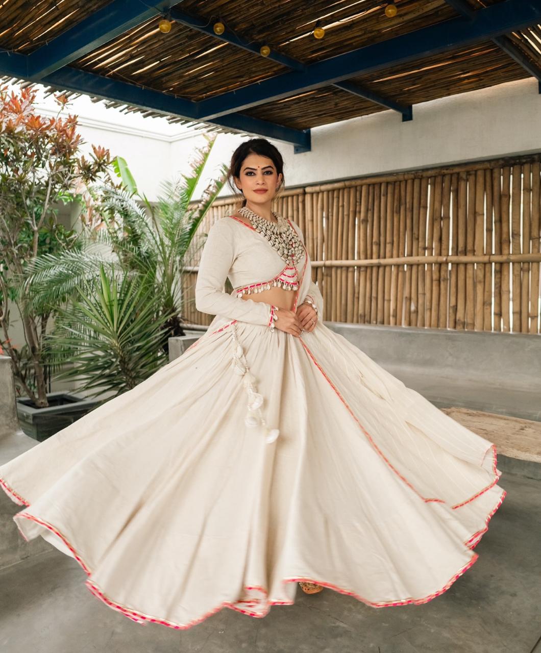Lvory Grace: Ethereal Chaniya Choli with Subtle Pink Highlights