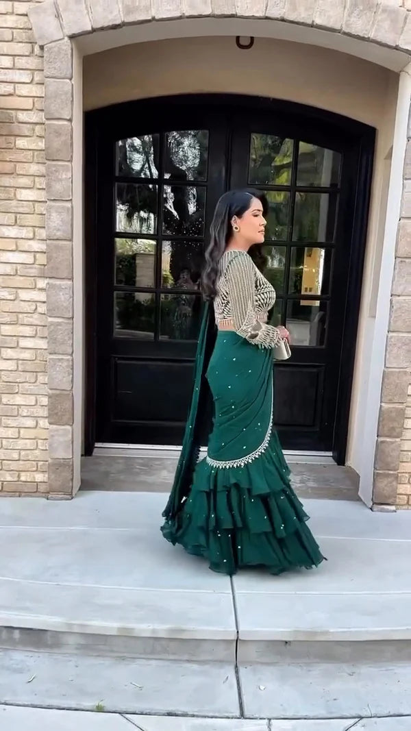 Couture Glows in The Fern Fantasy Draped Delight Saree