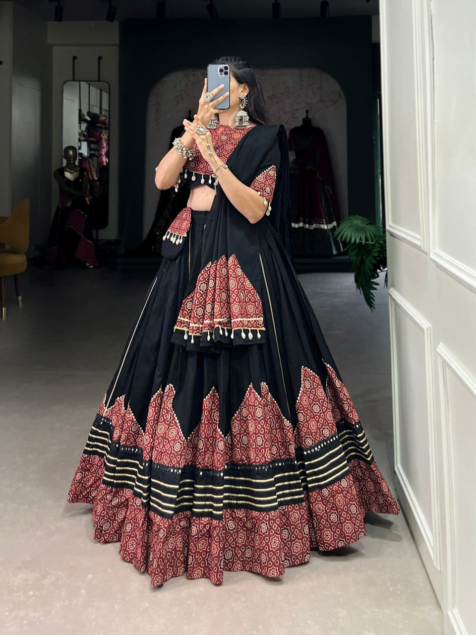 Kiara Folk Flair Printed And Paper Mirror Work Lehenga Choli