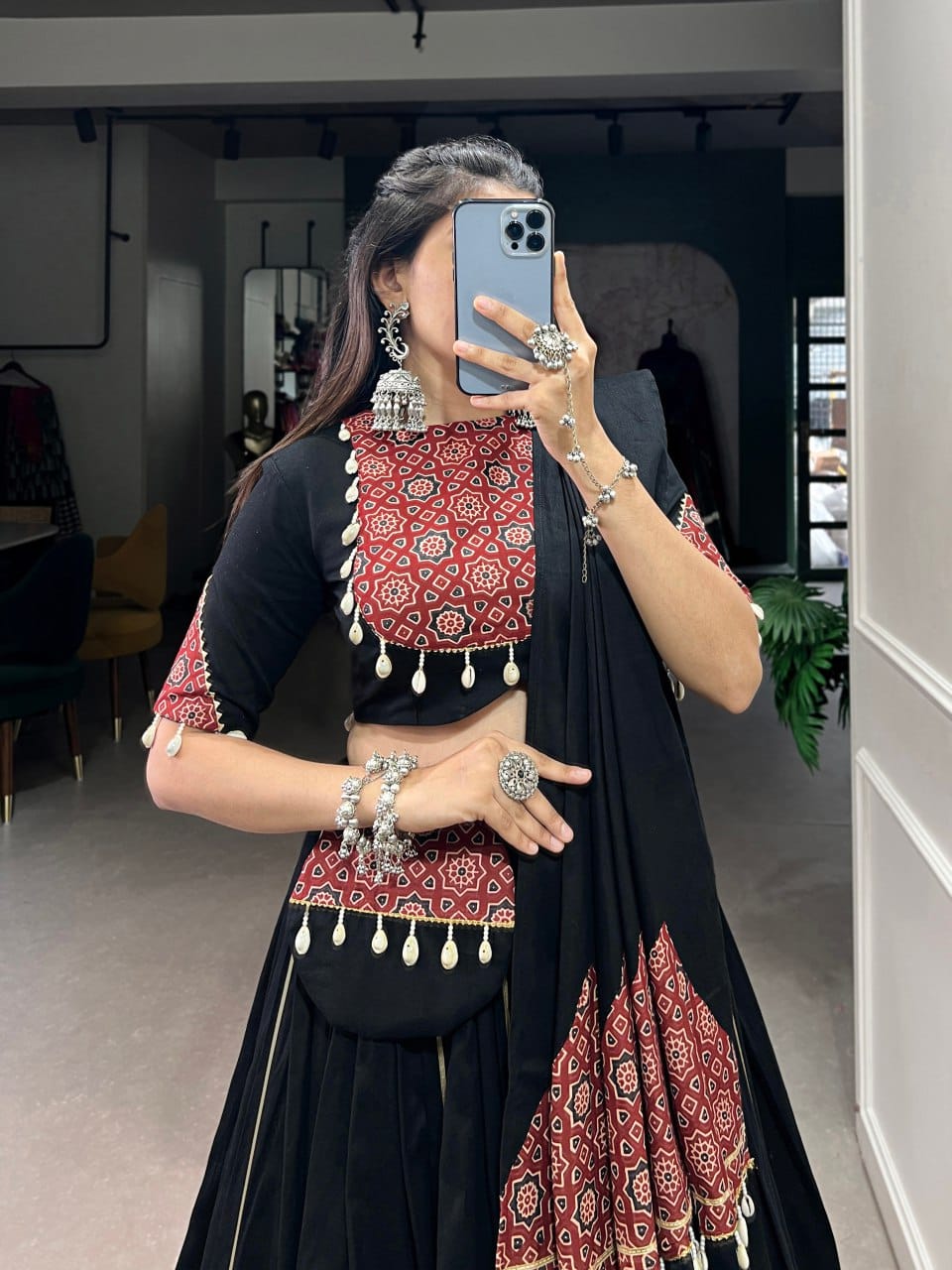 Kiara Folk Flair Printed And Paper Mirror Work Lehenga Choli
