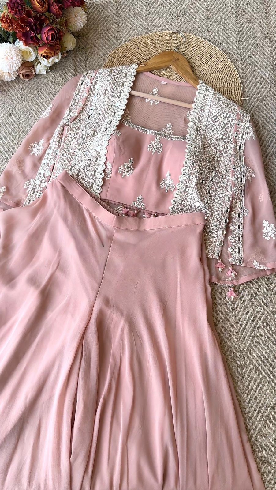 Roohani Real Mirror Work Party Wear Shruge Set