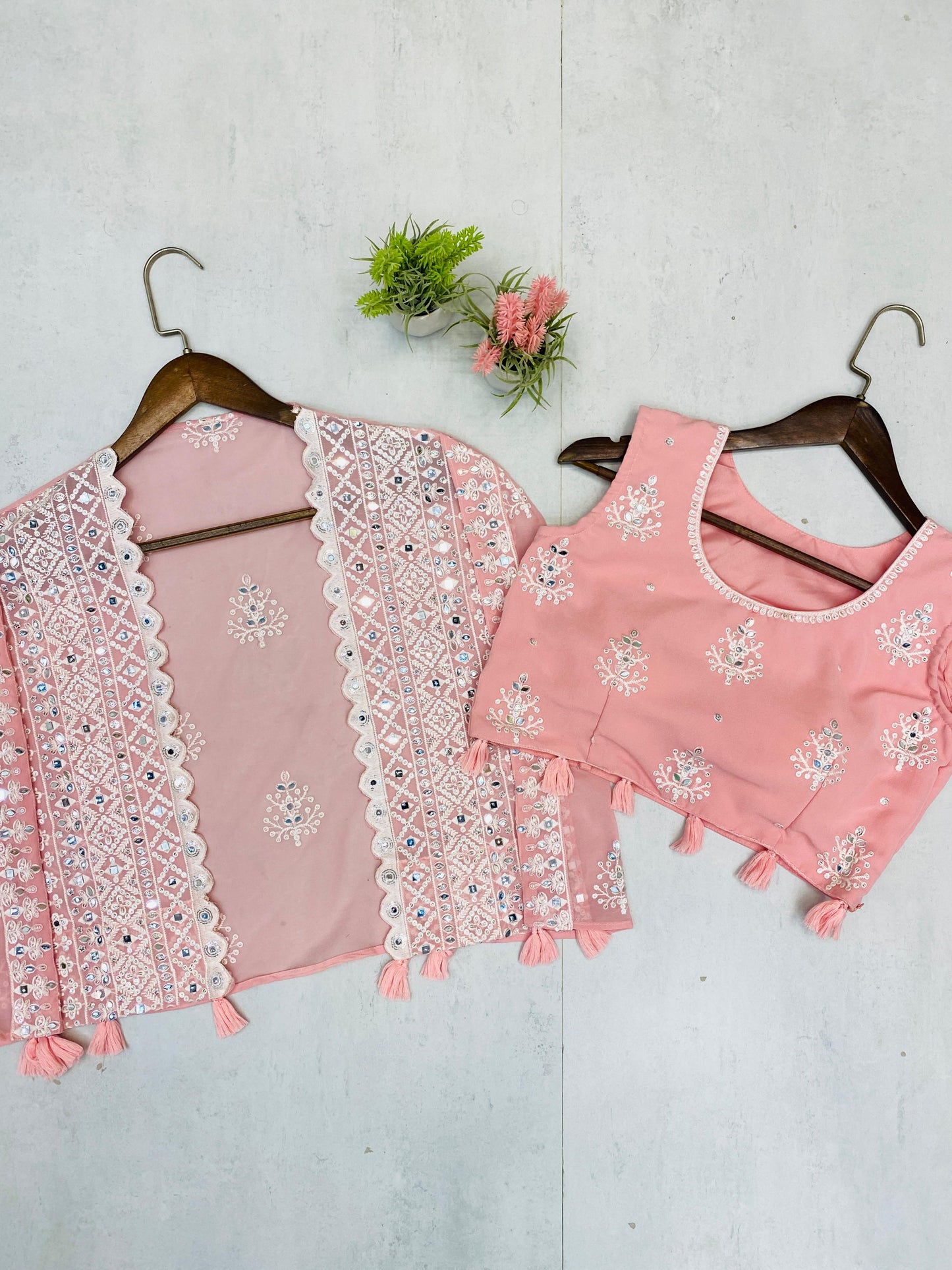 Roohani Real Mirror Work Party Wear Shruge Set