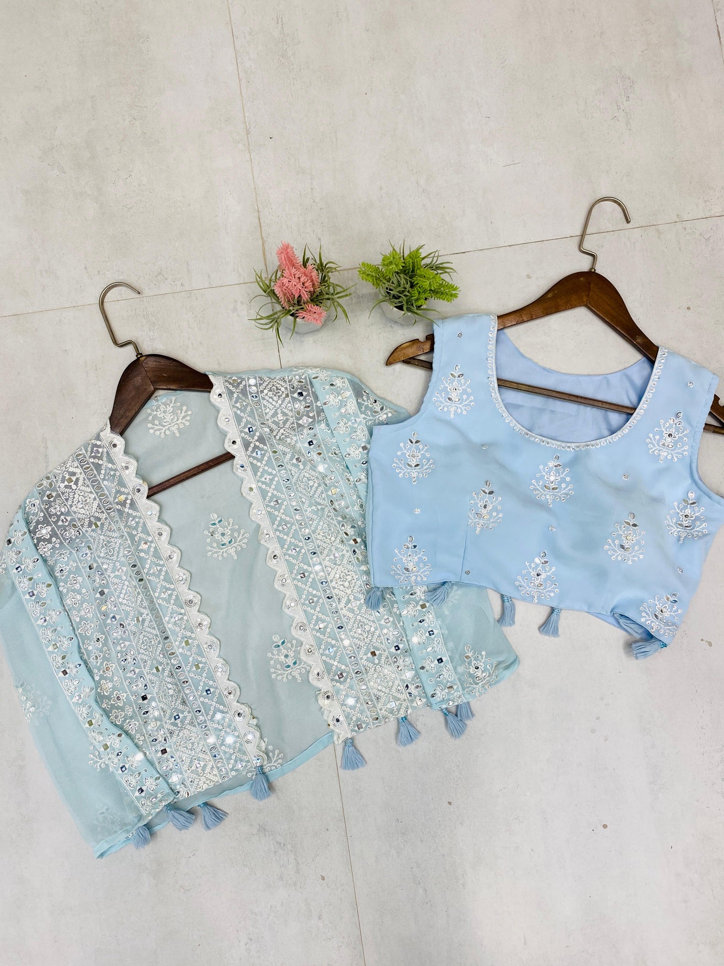 Roohani Real Mirror Work Party Wear Shruge Set