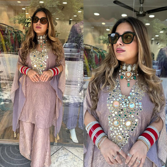 Sabah Mirror Work Shimmer Kurta Set