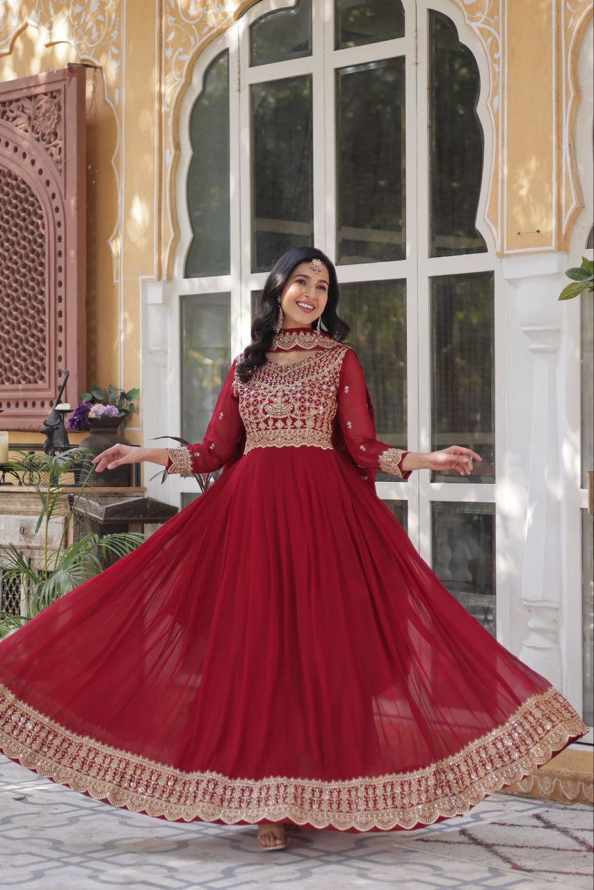 The Golden Maroon Threaded Elegance