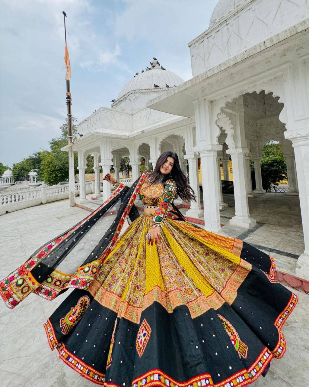 Radiant Navratri Vibes: Handcrafted Embroidered Lehenga Choli