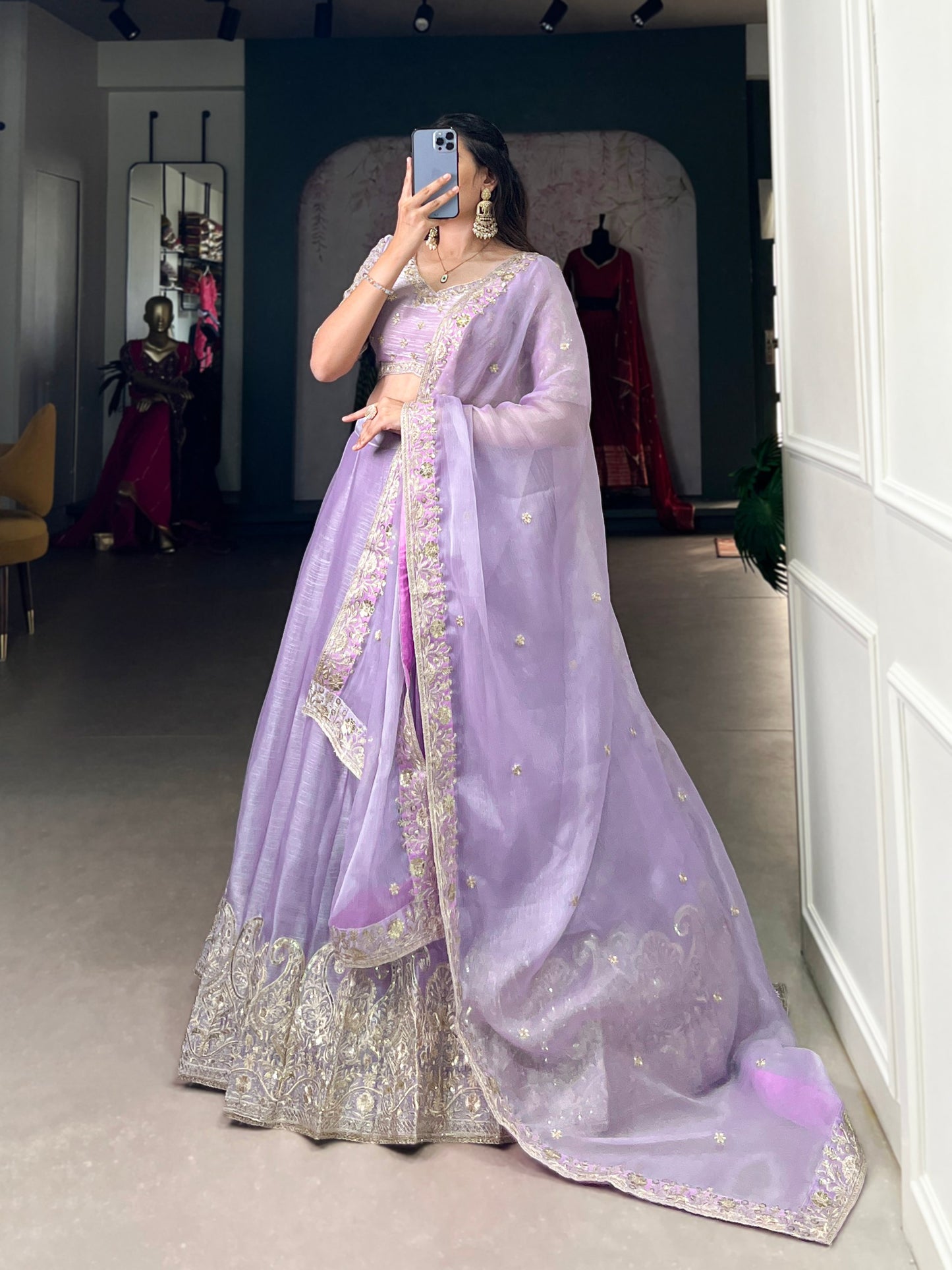 Shivali Sequins Embroidery Work Burberry Silk Lehenga Choli