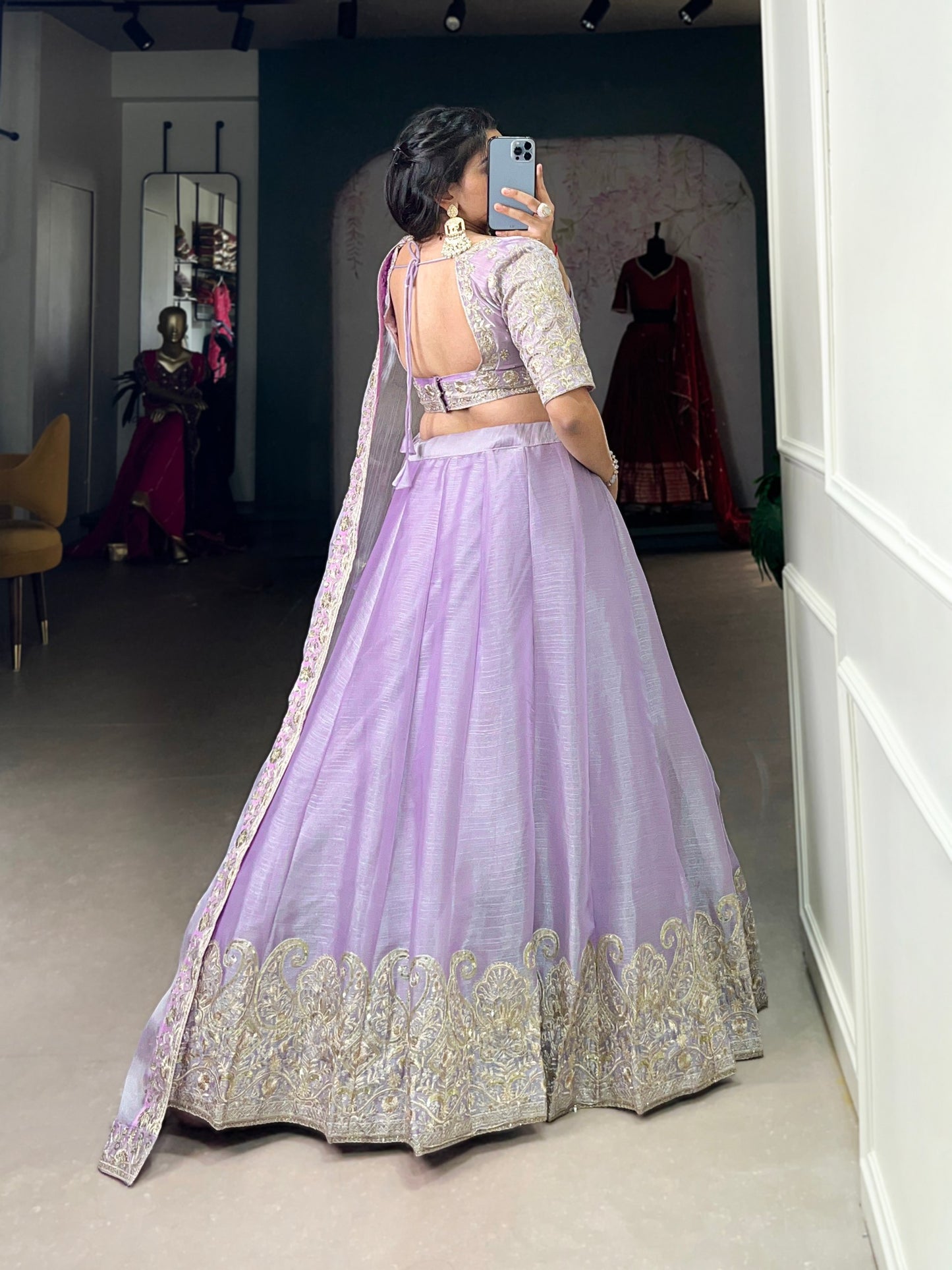 Shivali Sequins Embroidery Work Burberry Silk Lehenga Choli