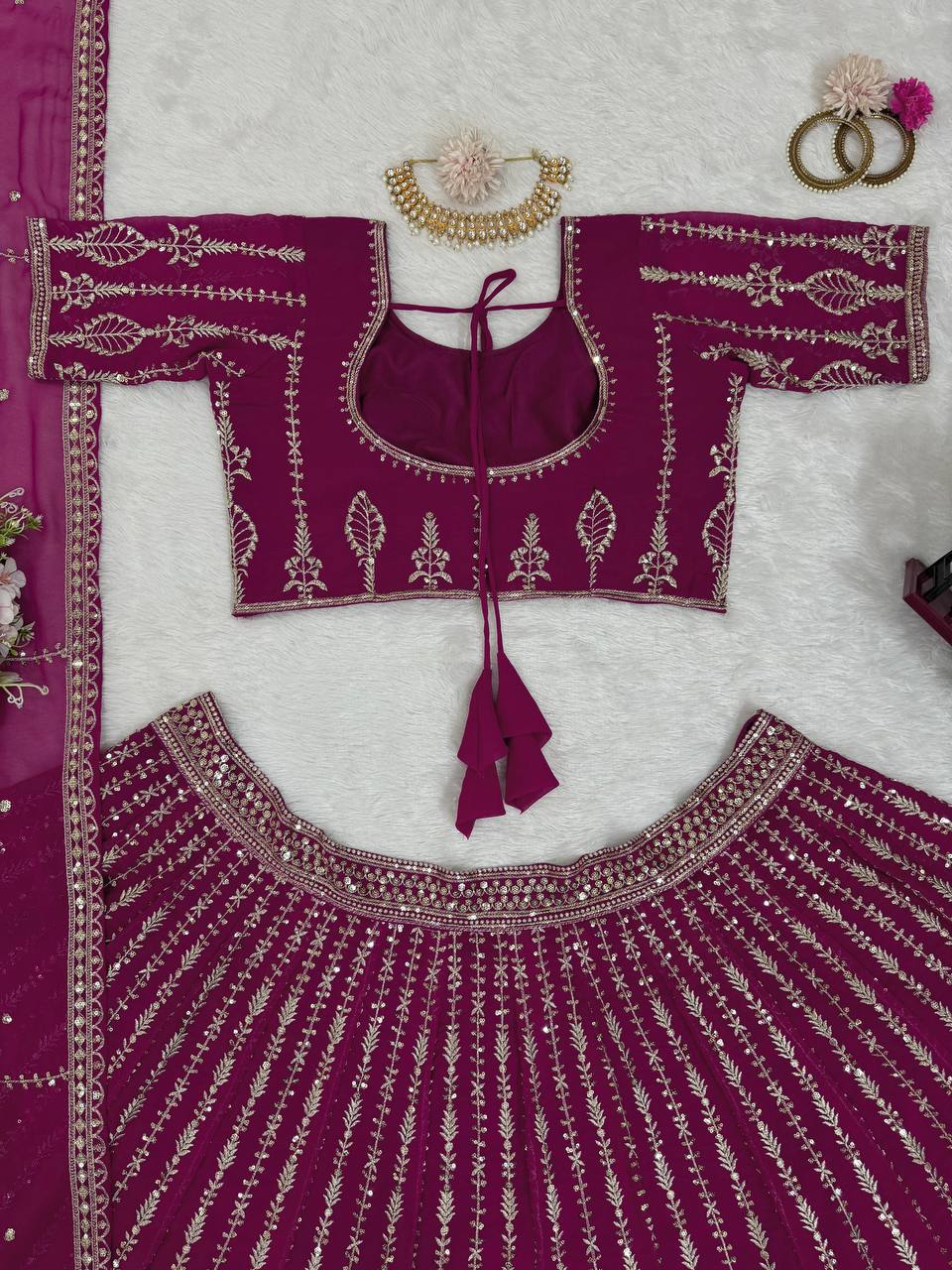 Divya Foux Gorgette Lehengha Choli