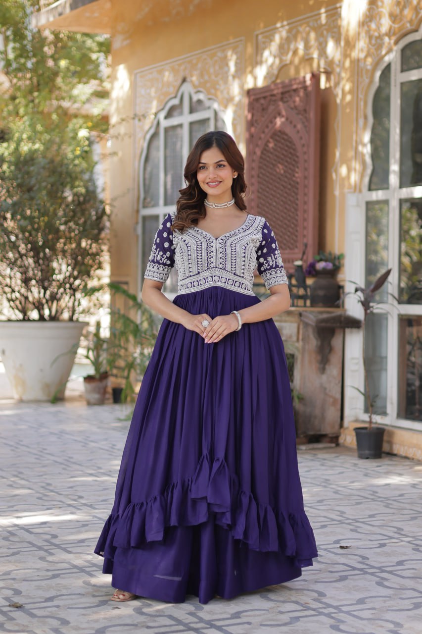 Inaya Draped in Tradition Star Georgette Slit Cut Long Kurti Set
