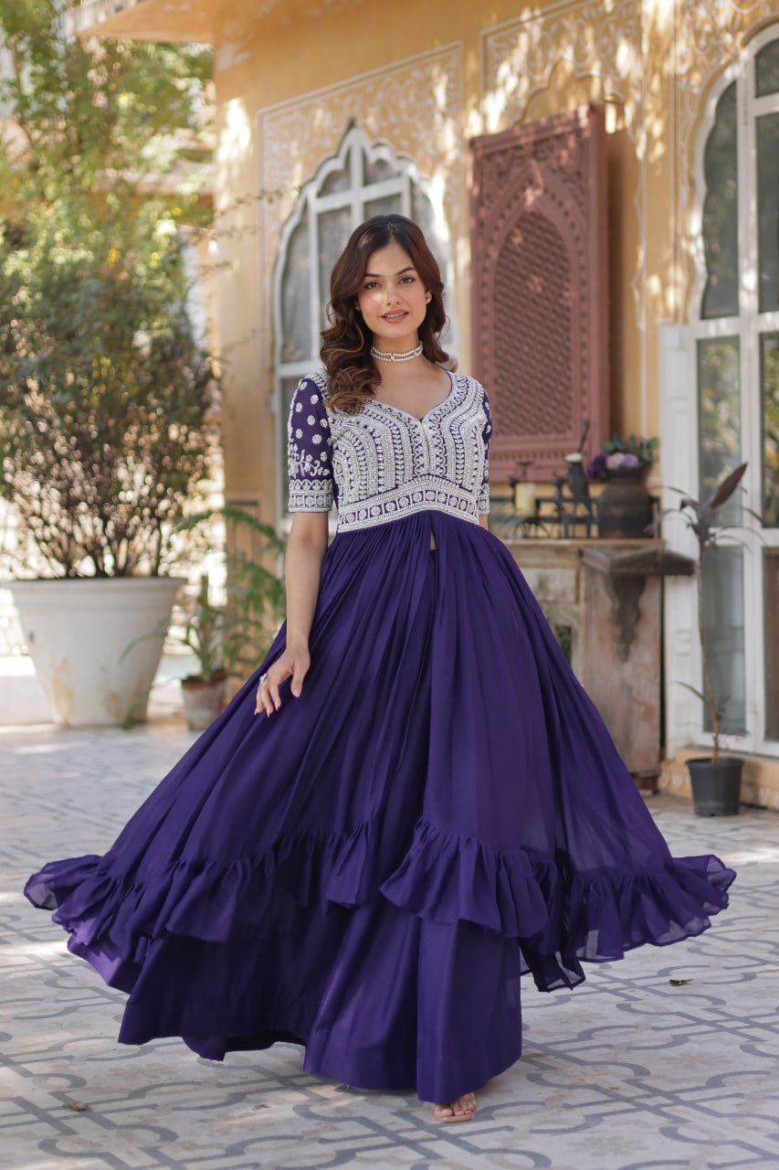 Inaya Draped in Tradition Star Georgette Slit Cut Long Kurti Set