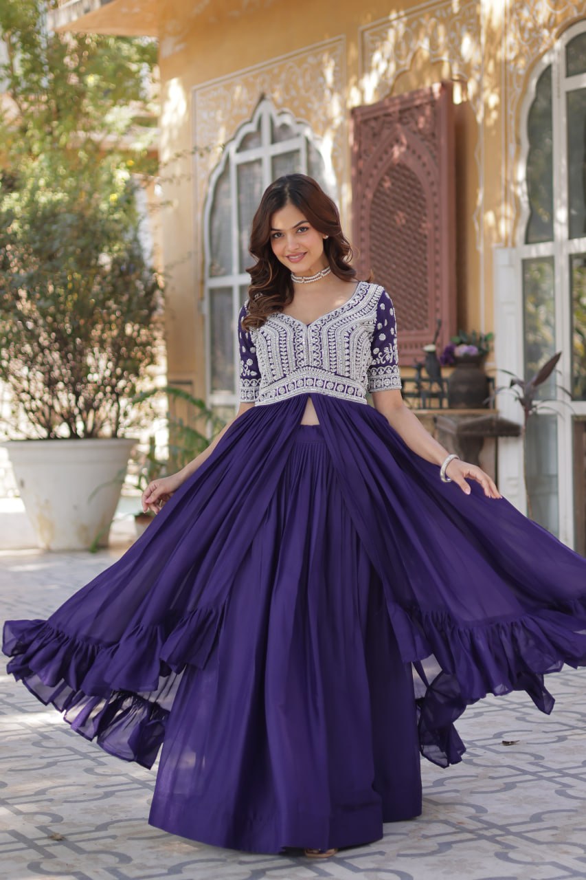 Inaya Draped in Tradition Star Georgette Slit Cut Long Kurti Set