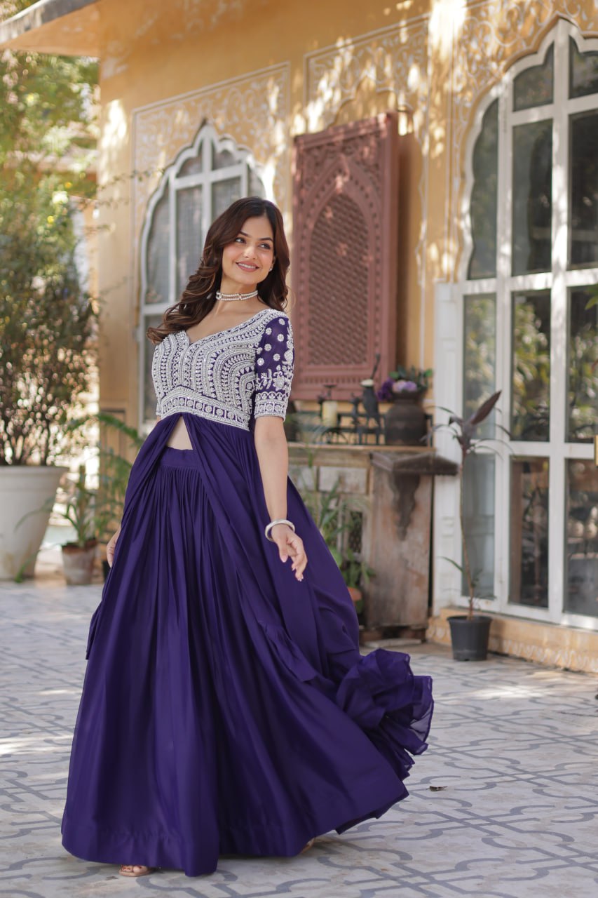 Inaya Draped in Tradition Star Georgette Slit Cut Long Kurti Set