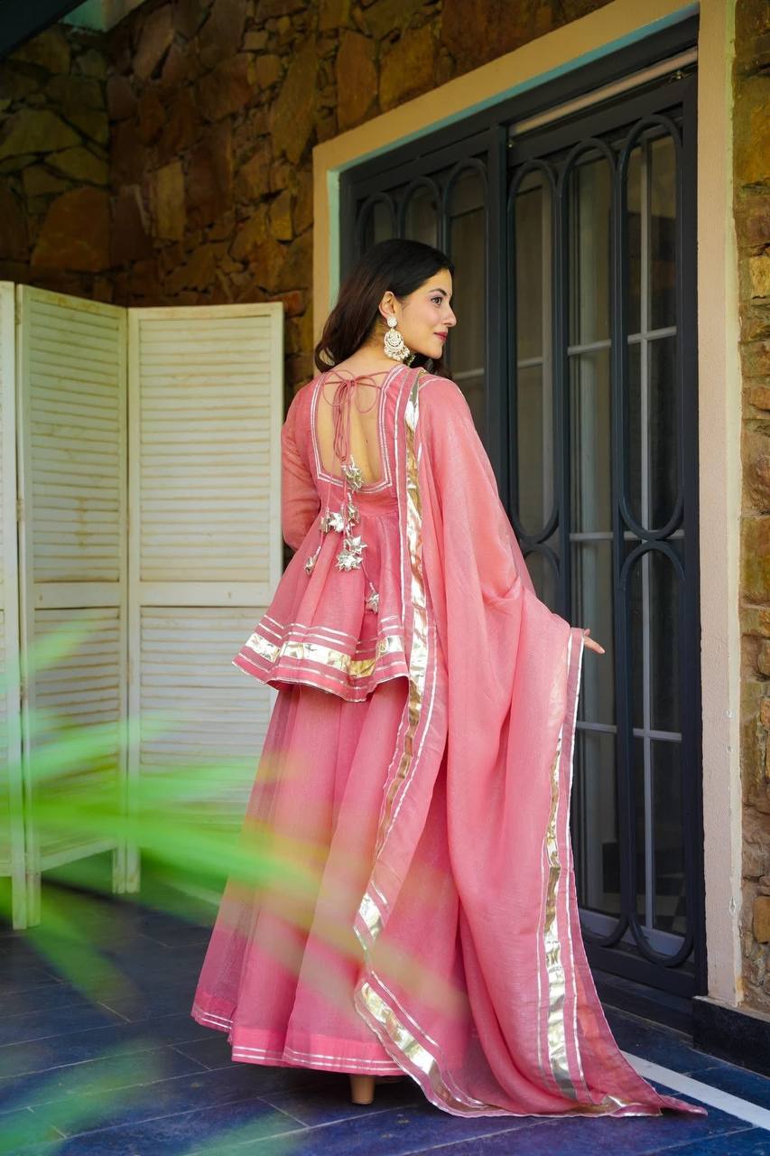 Blush Elegance Peplum Sharara Set