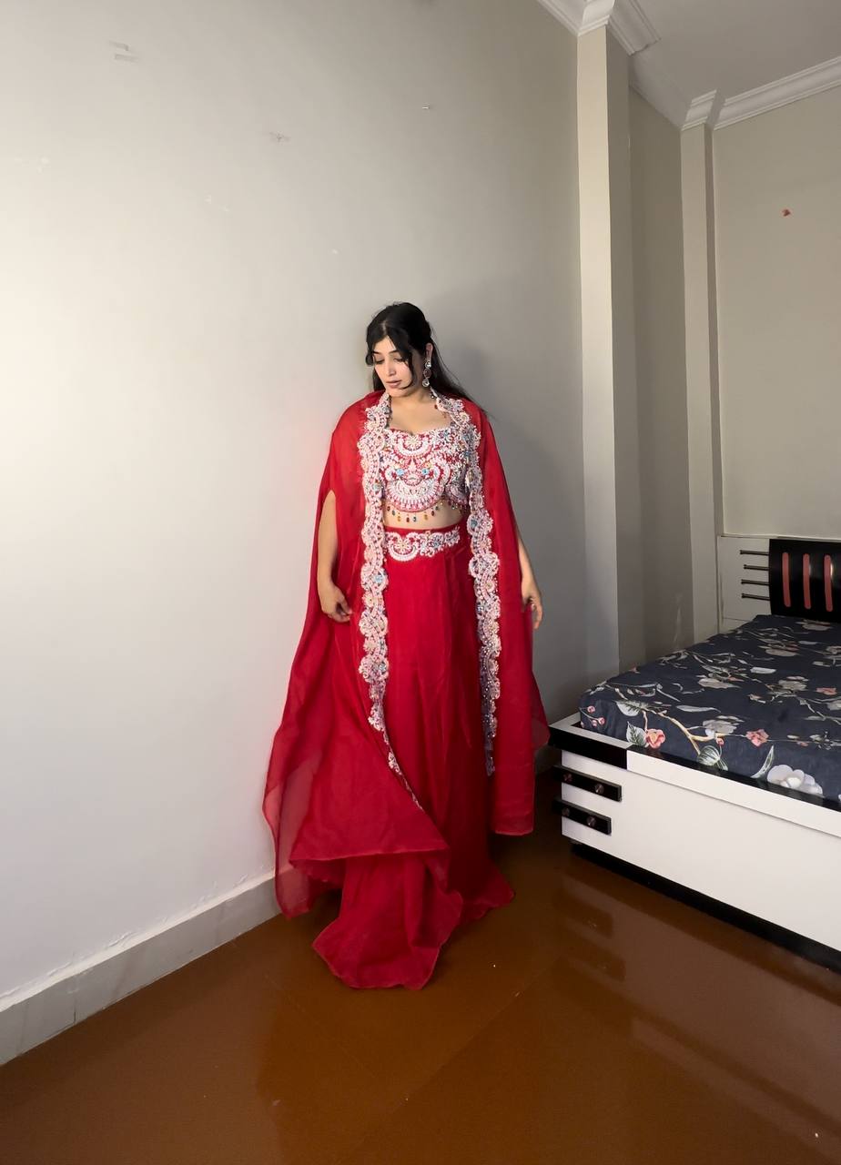 Zara Red Crimson Bloom Drape Set