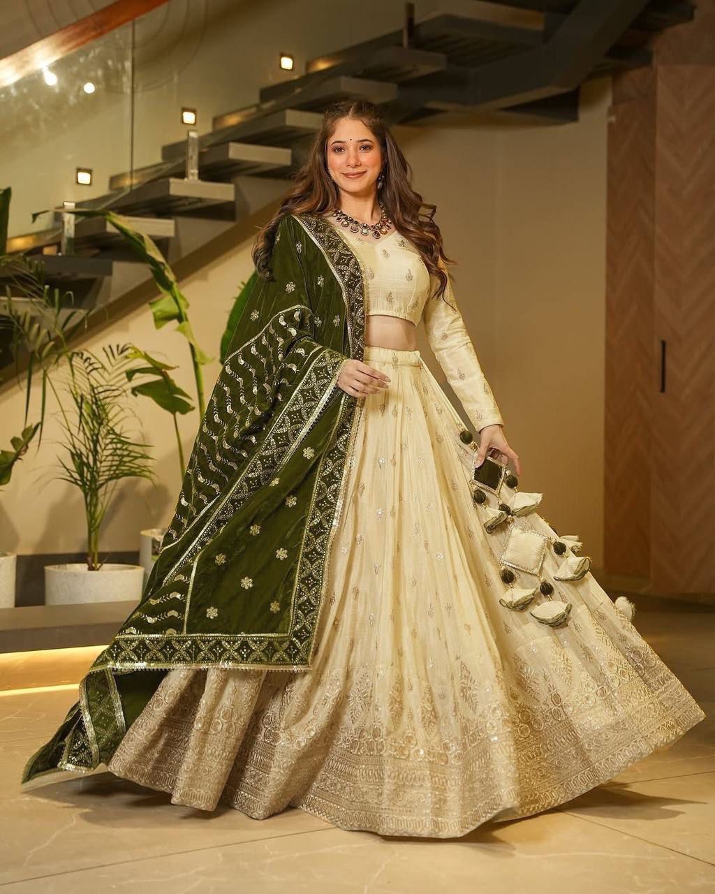 Majestic Ivory Splendor with Regal Olive Accents