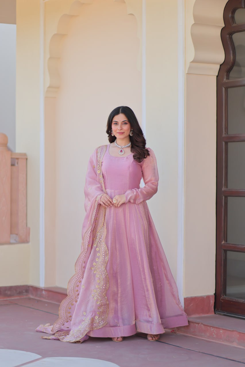 Mahi Designed Fendy Chiffon Sequins-Multi Embroidered Cut-Work Gown