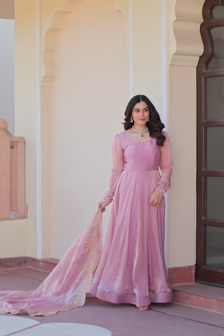 Mahi Designed Fendy Chiffon Sequins-Multi Embroidered Cut-Work Gown