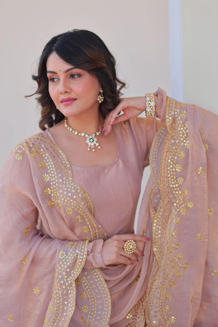 Mahi Designed Fendy Chiffon Sequins-Multi Embroidered Cut-Work Gown