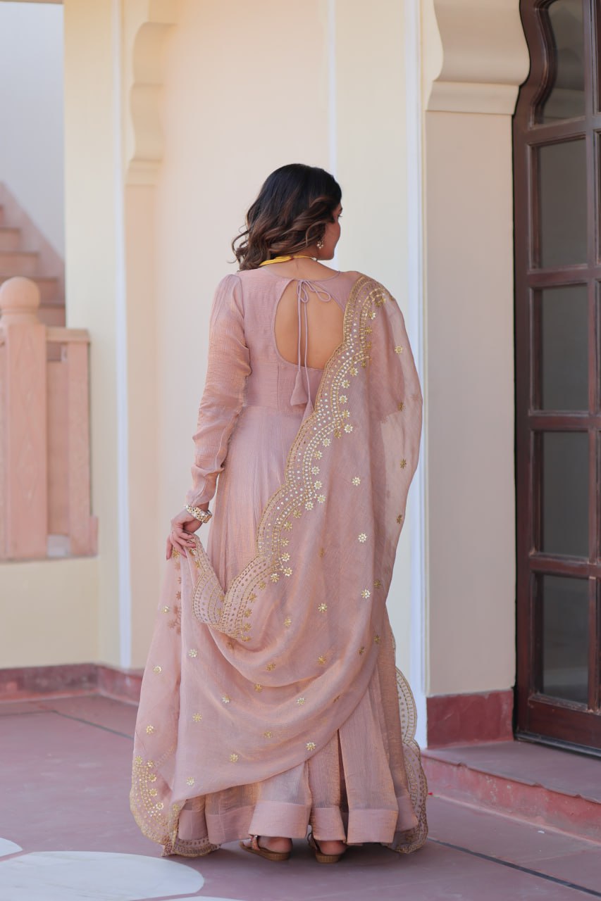 Mahi Designed Fendy Chiffon Sequins-Multi Embroidered Cut-Work Gown