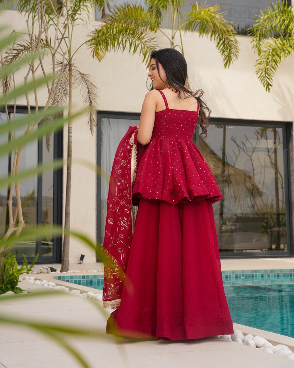 Ravi Elegant Crimson Blush Kurta Set