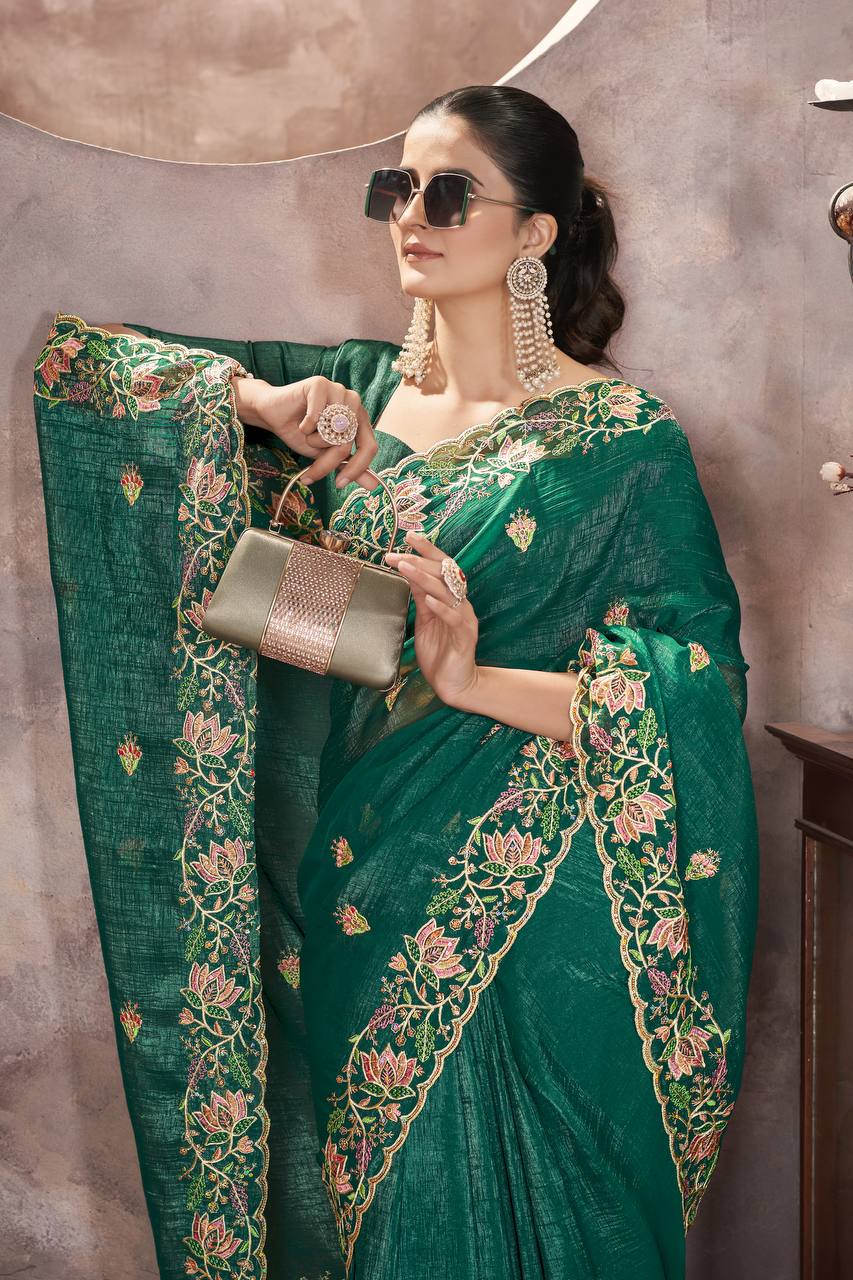 Zariya Gold Crunchy Malti Colour Designer Saree