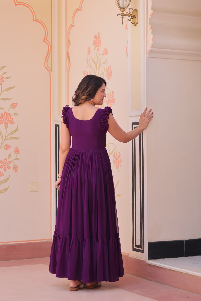 Era Designer Butterfly Bloom Multithreaded Festive Flow Gown