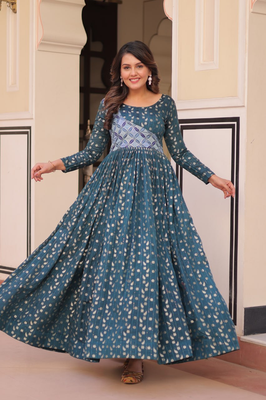 Avni Designer Partyware Staple Jequard Weaving work Gown