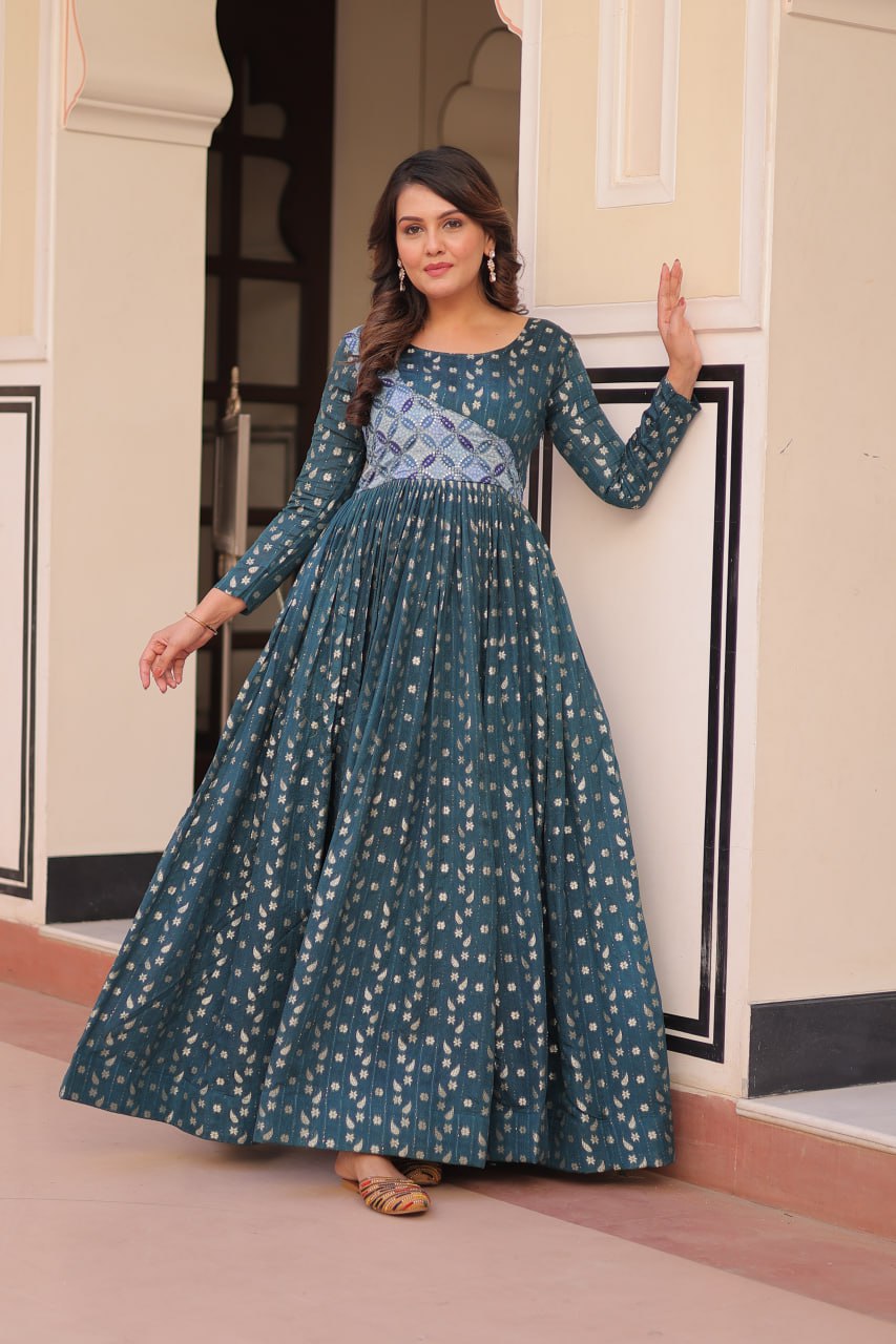 Avni Designer Partyware Staple Jequard Weaving work Gown