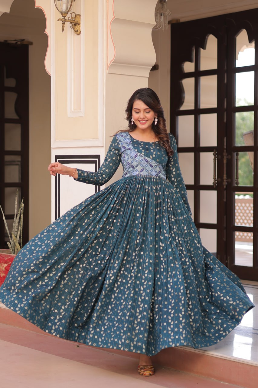Avni Designer Partyware Staple Jequard Weaving work Gown