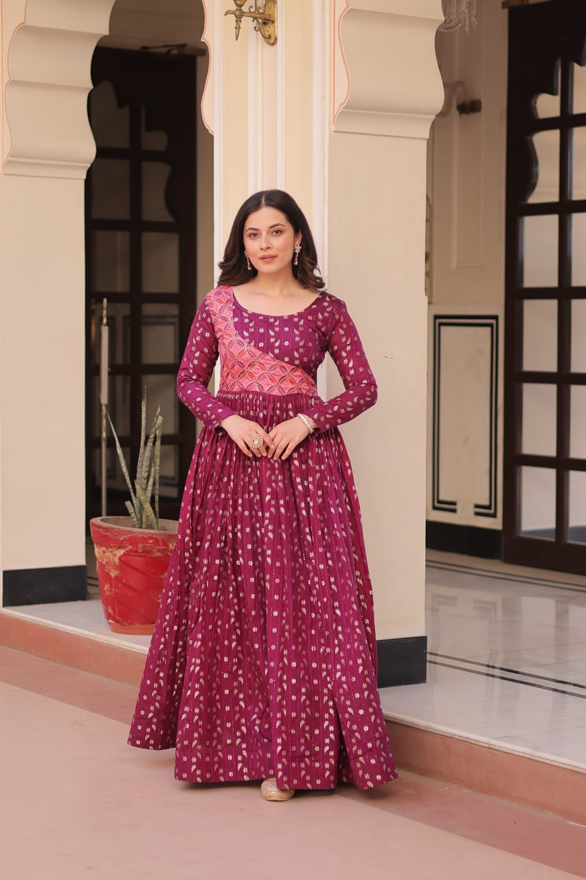 Avni Designer Partyware Staple Jequard Weaving work Gown