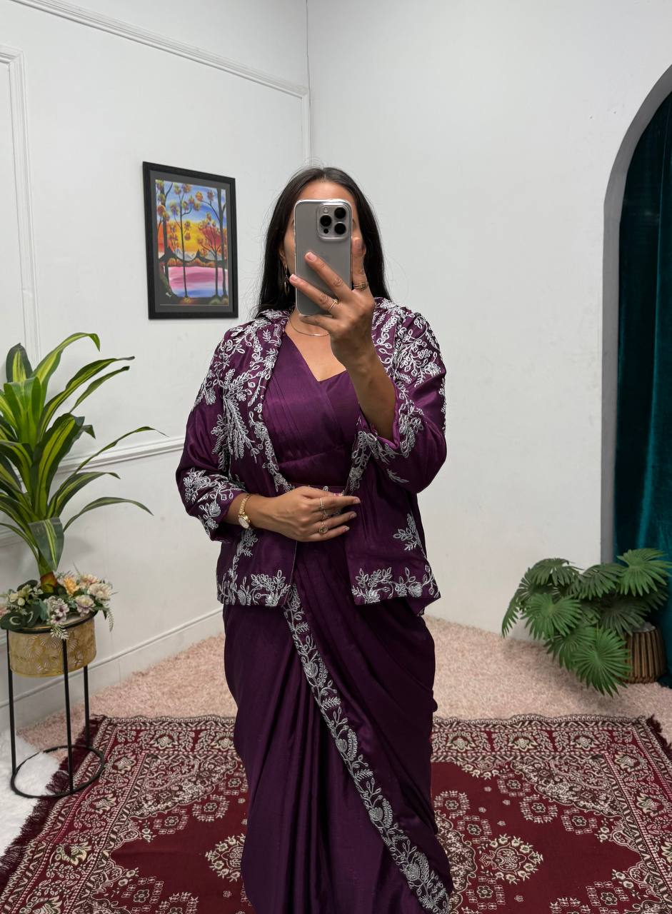 Ethereal Drapes and Timeless Grace The Art of the Shrug Saree